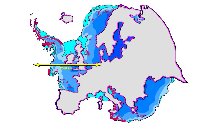 Comparación de tamaño Europa - Antártida