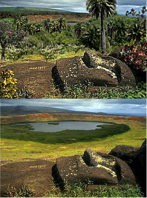 Un Antes y Después de la isla en la isla de pascua y la deforestación.