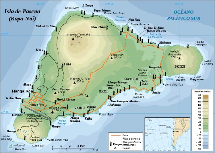 Historia de la Isla de Pascua y su mapa.