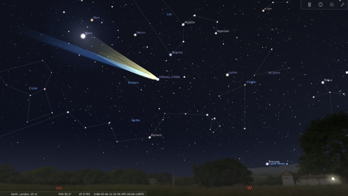 Mapa estelar de Cometa Halley.